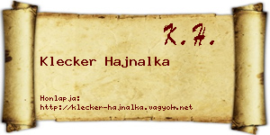 Klecker Hajnalka névjegykártya